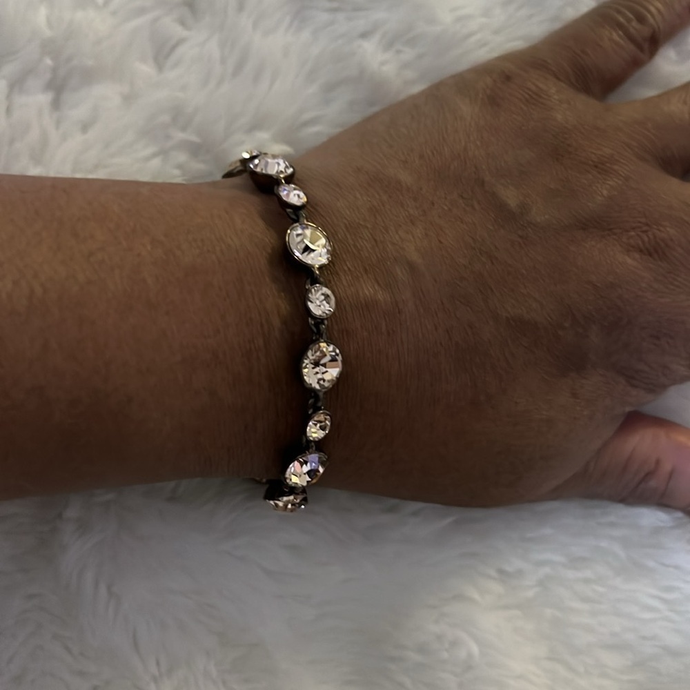 Black Rhinestone Tennis Bracelet Gunmetal Crystal Bracelet